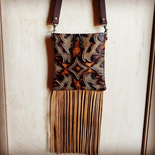 Small Crossbody in Turq. Laredo with Fringe