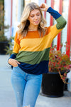 Olive & Mustard Color Block Hacci Top