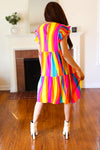 Eyes On You Multicolor Abstract Print Smocked Ruffle Sleeve Dress