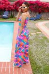 Summer Vibes Multicolor Abstract Floral Sleeveless Wide Leg Jumpsuit