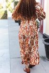 Feeling Femme Mocha Floral Print V Neck Satin Maxi Dress