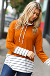 Everyday Rust Stripe Hacci Knit Turtleneck Top