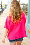 Be Bold Coral Crinkle Texture Pocketed Dolman Top