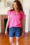 Feel Your Best Fuchsia Baby Waffle Henley Neckline Top