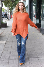 Autumn Vibes Pumpkin Asymmetrical Knit Sweater