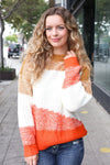 Adorable You Camel & Orange Color Block Sweater