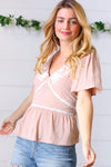 Taupe Crinkle Embroidered Smocked Babydoll Top