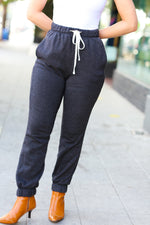 Feeling Cozy Ash Black Acid Wash Fleece Sweatpants