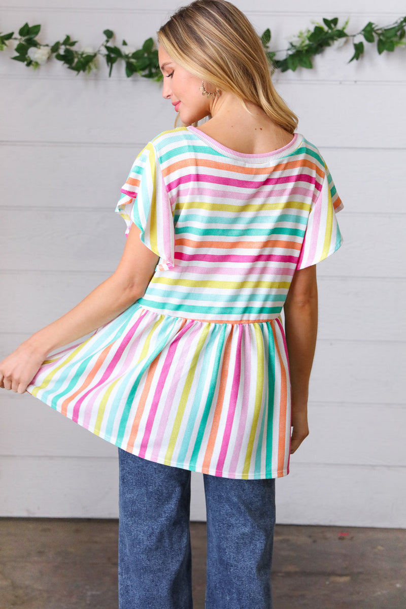 Lavender Rainbow Stripe Babydoll To