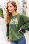 Be Merry Forest Green Nutcracker Sequin Hacci Top