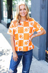 Turn Up The Volume Orange Football Checker Top