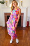 Diva Dreams Multicolor Tropical Floral Fit & Flare Maxi Dress