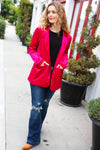 Dazzling Magenta Velvet Lapel Blazer