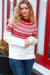 Feeling Festive Ivory & Red Fair Isle Mock Neck Sweater