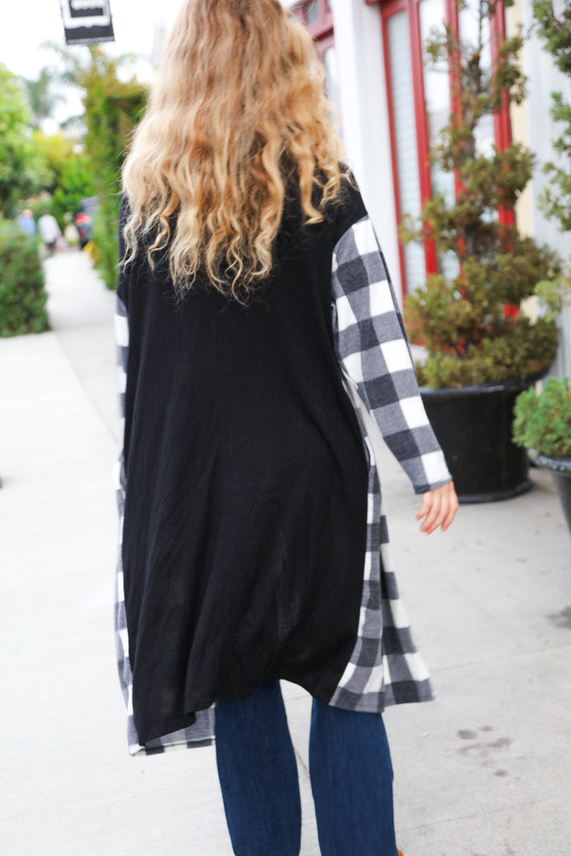 Get To Know You Black Buffalo Plaid Hacci Cardigan