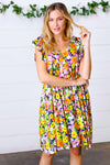 Indigo & Lemon Floral Babydoll Ruffle Dress