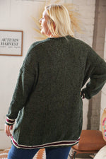 Forest Green Chenille Velvet Open Pocket Cardigan