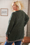 Forest Green Chenille Velvet Open Pocket Cardigan