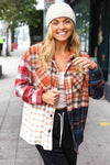 Catch Glances Muticolor Plaid Color Block Snap Button Shacket