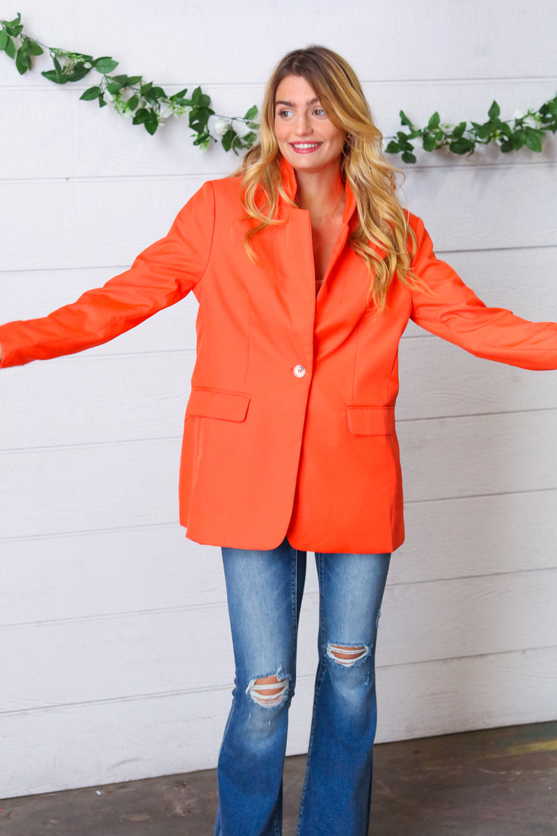 Coral Notched Lapel Lined Blazer