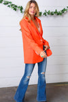 Coral Notched Lapel Lined Blazer