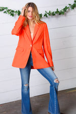 Coral Notched Lapel Lined Blazer