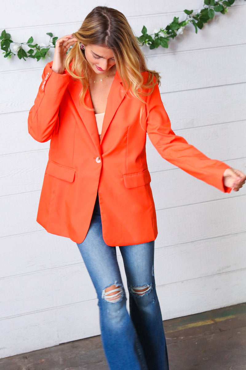 Coral Notched Lapel Lined Blazer