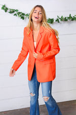 Coral Notched Lapel Lined Blazer