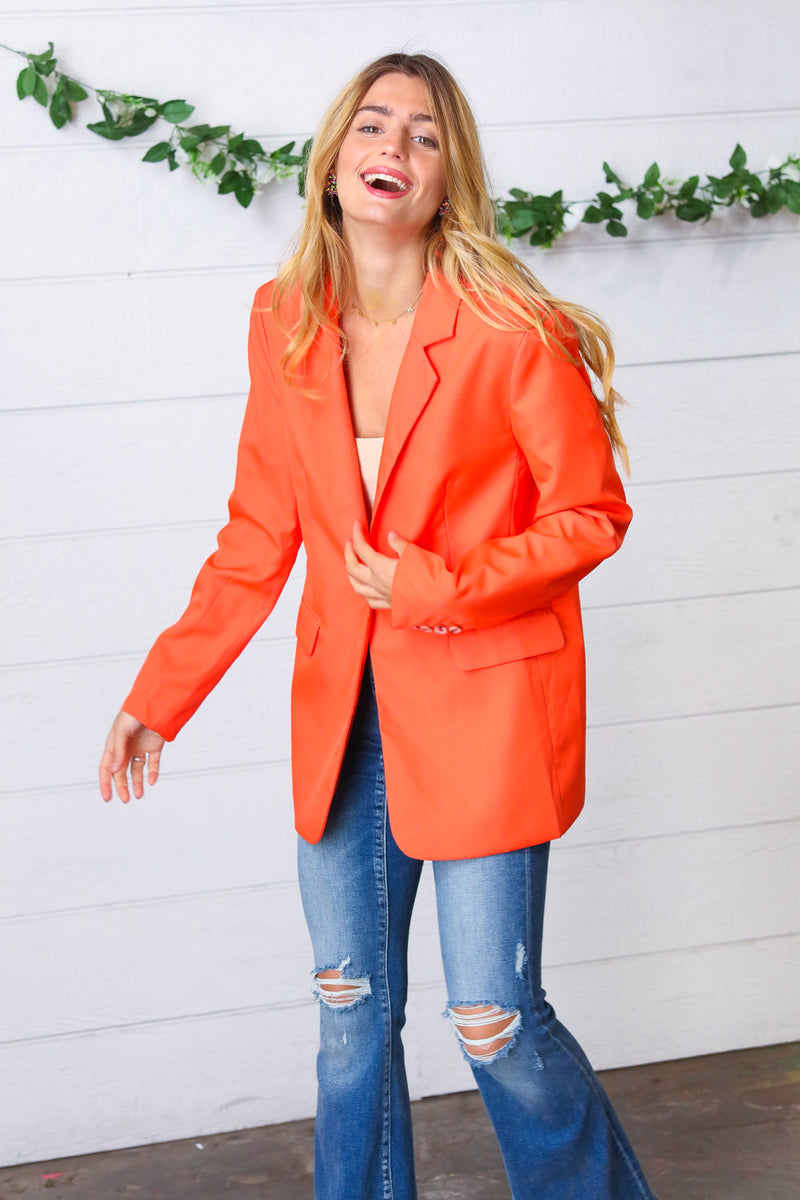 Coral Notched Lapel Lined Blazer