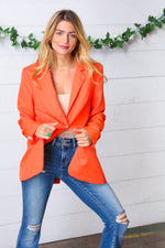 Coral Notched Lapel Lined Blazer