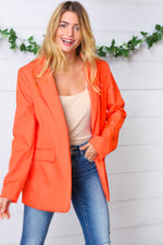 Coral Notched Lapel Lined Blazer