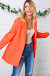 Coral Notched Lapel Lined Blazer