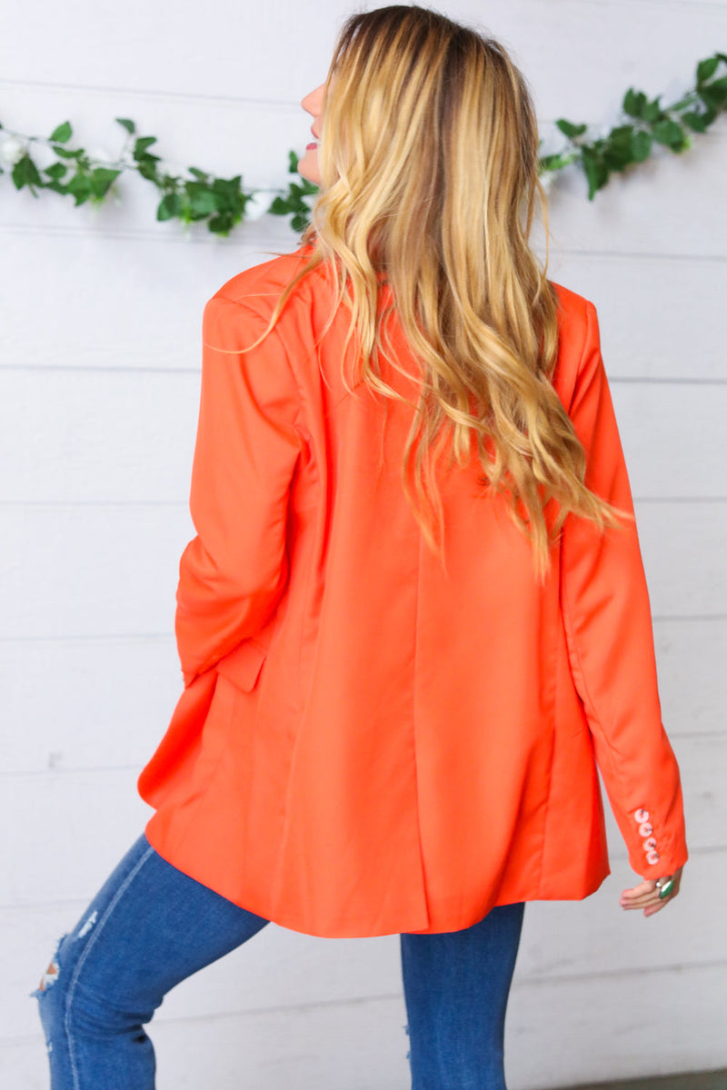 Coral Notched Lapel Lined Blazer