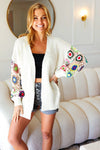 Easy Living Multicolor Hand Crochet Floral Loose Knit Cardigan