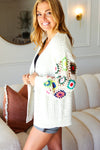 Easy Living Multicolor Hand Crochet Floral Loose Knit Cardigan