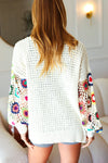 Easy Living Multicolor Hand Crochet Floral Loose Knit Cardigan