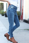 Judy Blue Dark Wash Mid Rise Minimum Distressed Straight Leg Jeans