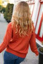 Game Day Burnt Orange "Texas" Embroidery Pop Up Sweater