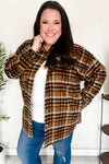 Put Together Rust Plaid & Animal Print Button Down Jacket