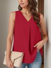 Full Size Ruched V-Neck Tank