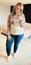 Seny Leopard Floral Stripe Top