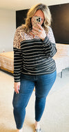 Leopard Stripe Hooded Top