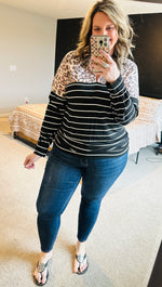 Leopard Stripe Hooded Top