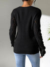 Openwork V-Neck Long Sleeve Sweater