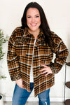 Put Together Rust Plaid & Animal Print Button Down Jacket