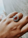 Kate Ruby Oval Halo Sterling Silver Ring