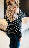 Leopard Stripe Hooded Top