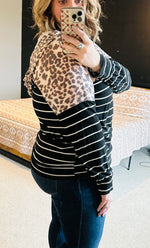 Leopard Stripe Hooded Top