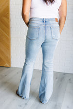 Judy Blue Caroline Mid Rise Control Top Distressed Flare Jeans