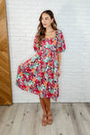 Dewdrop Blooms Puff Sleeve Floral Dress